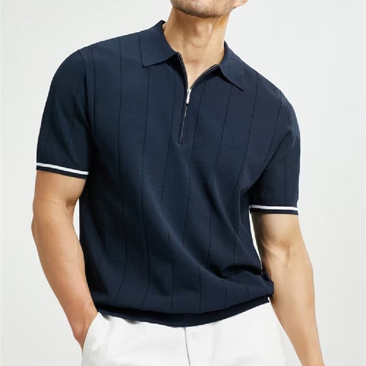 Men’s Summer Short-Sleeved Lapel Zipper Tee