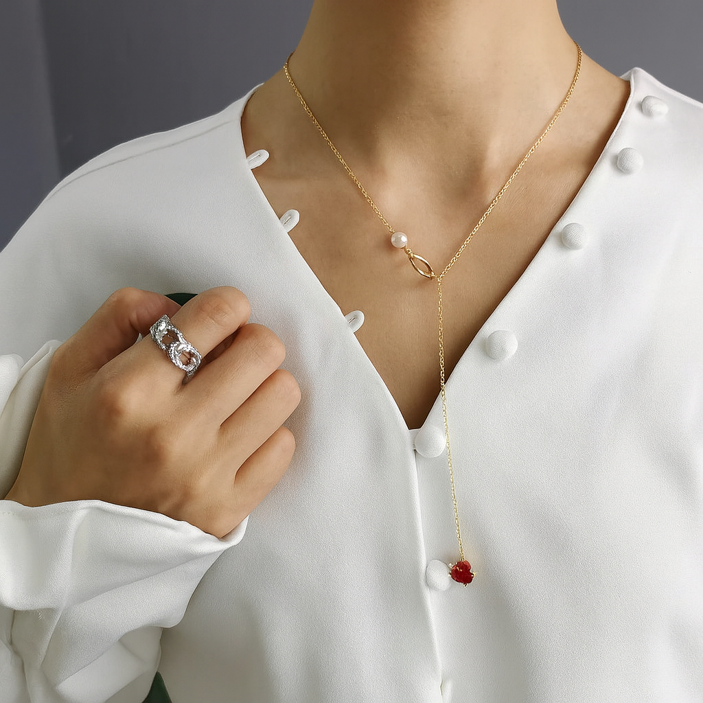 Silver Heart & Pearl Choker Necklace