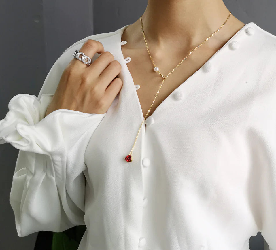 Silver Heart & Pearl Choker Necklace