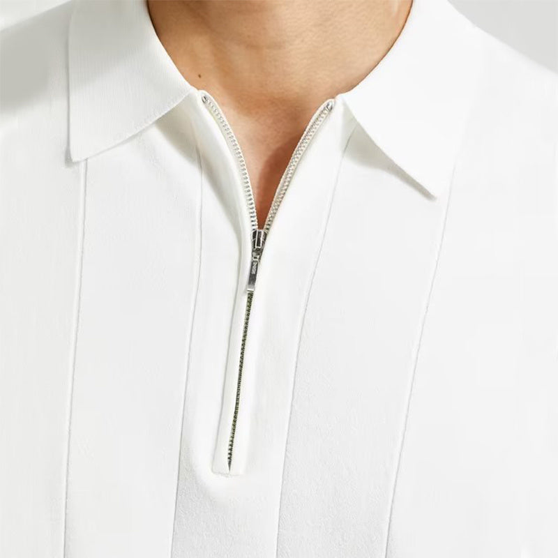 Men’s Summer Short-Sleeved Lapel Zipper Tee