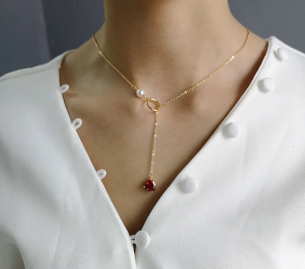 Silver Heart & Pearl Choker Necklace