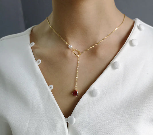 Silver Heart & Pearl Choker Necklace