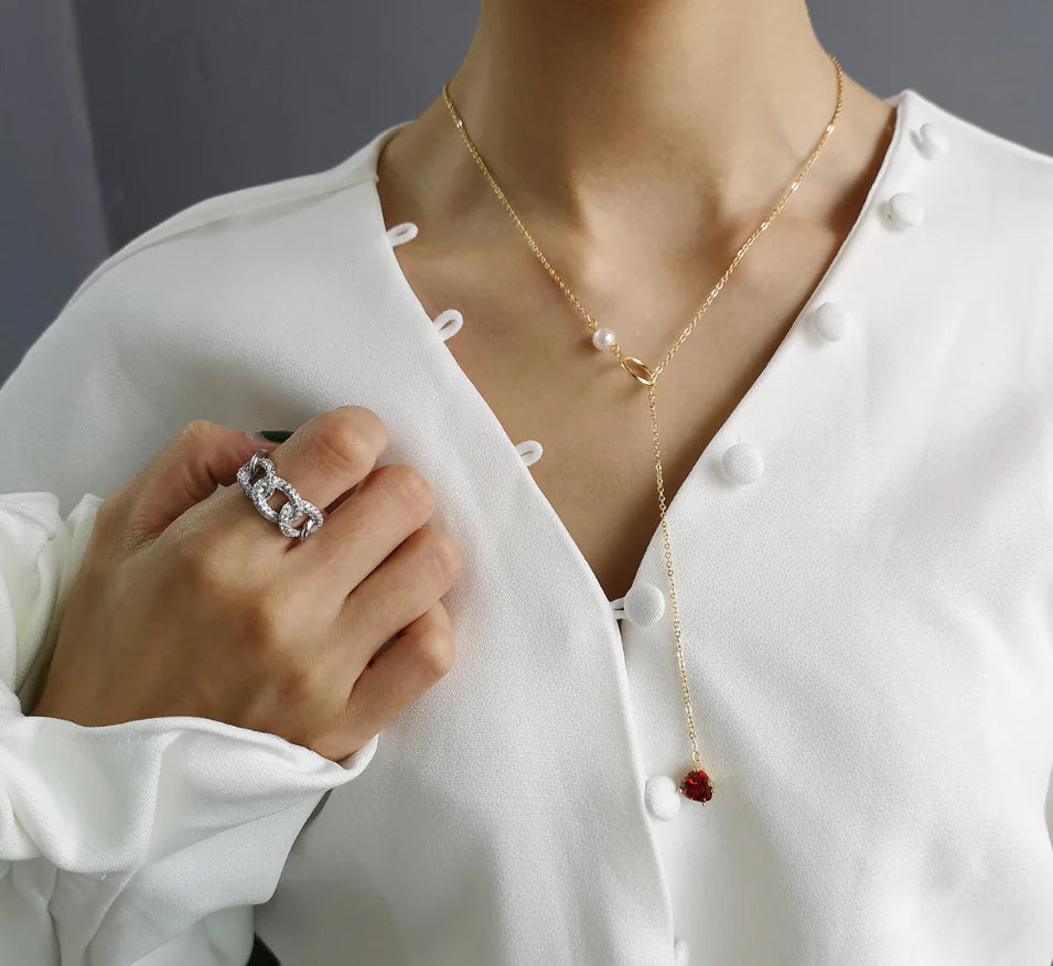Silver Heart & Pearl Choker Necklace